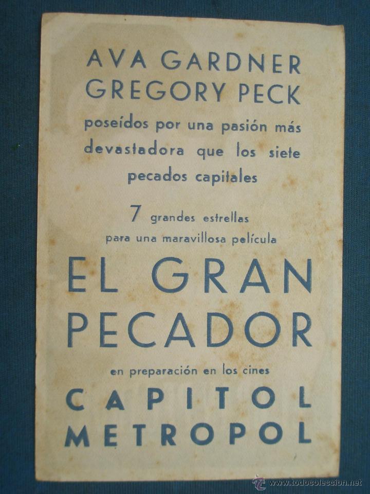 Cine: PROGRAMA DE MANO . EL GRAN PECADOR , CON PUBLICIDAD . - Foto 2