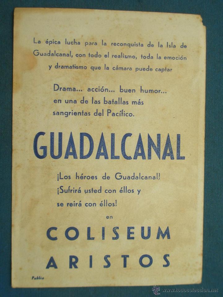 Cine: Programa de Mano . GUADALCANAL , Con Publicidad . - Foto 2