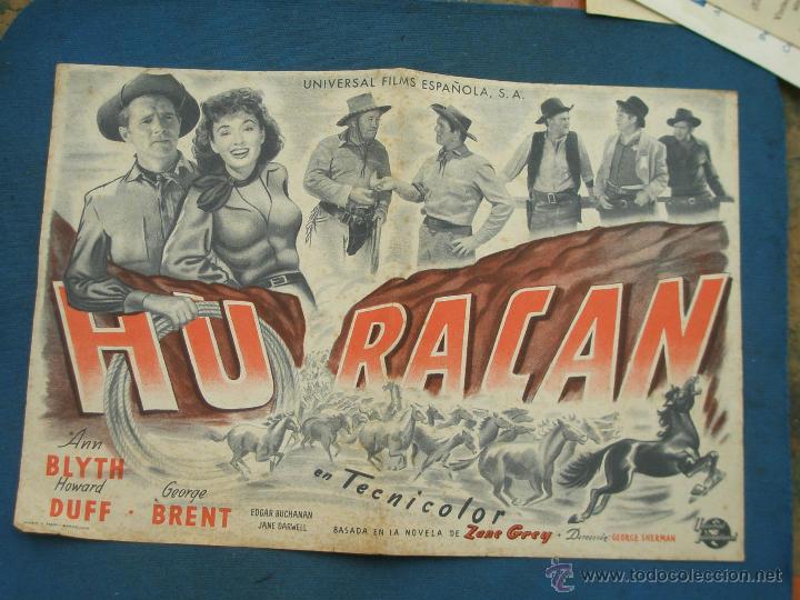 Cine: PROGRAMA DE MANO . HURACAN , SIN PUBLICIDAD . - Foto 1
