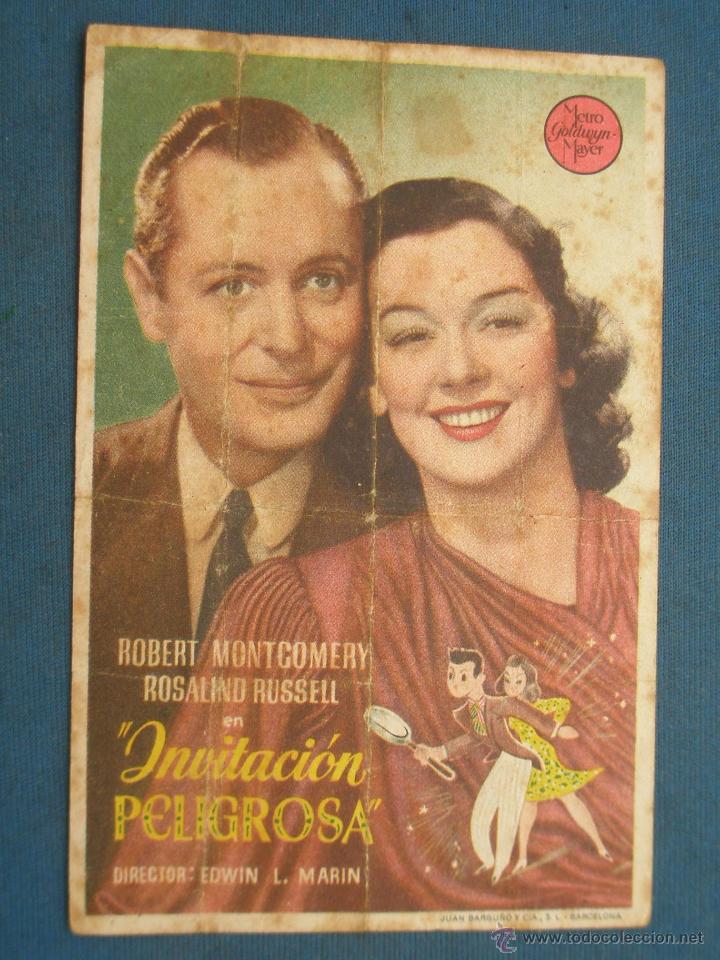 Cine: PROGRAMA DE MANO . INVITACION PELIGROSA , CON PUBLICIDAD . - Foto 1
