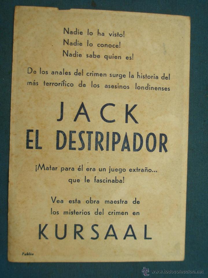 Cine: PROGRAMA DE MANO . JACK EL DESTRIPADOR, CON PUBLICIDAD . - Foto 2