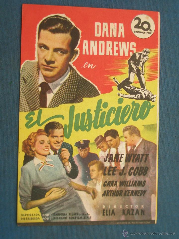 Cine: PROGRAMA DE MANO . EL JUSTICIERO , CON PUBLICIDAD . - Foto 1