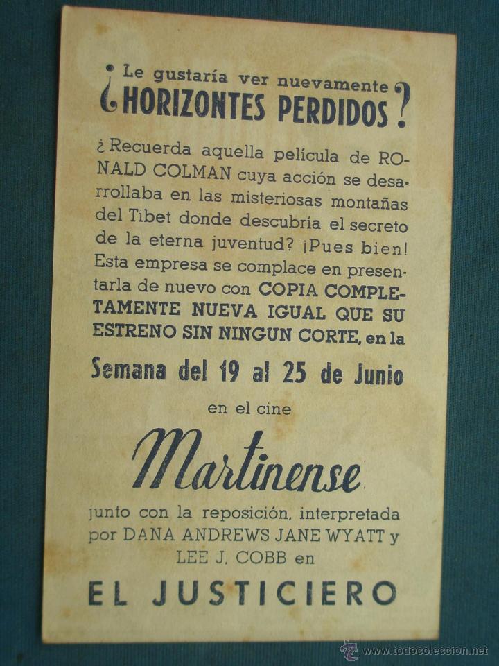 Cine: PROGRAMA DE MANO . EL JUSTICIERO , CON PUBLICIDAD . - Foto 2