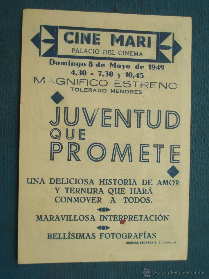 Cine: PROGRAMA DE MANO . JUVENTUD QUE PROMETE , CON PUBLICIDAD . - Foto 2