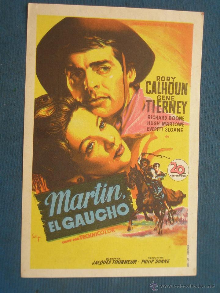 Cine: ANTIGUO PROGRAMA DE CINE , MARTIN, EL GAUCHO . CON PUBLICIDAD EN EL DORSO. - Foto 1