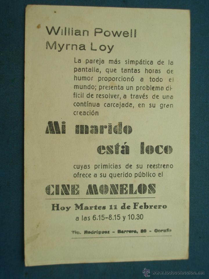 Cine: PROGRAMA DE MANO . MI MARIDO ESTA LOCO , CON PUBLICIDAD . - Foto 2