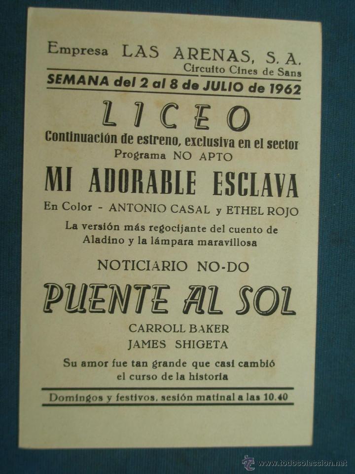 Cine: PROGRAMA DE MANO . MI ADORABLE ESCLAVA , CON PUBLICIDAD . - Foto 2