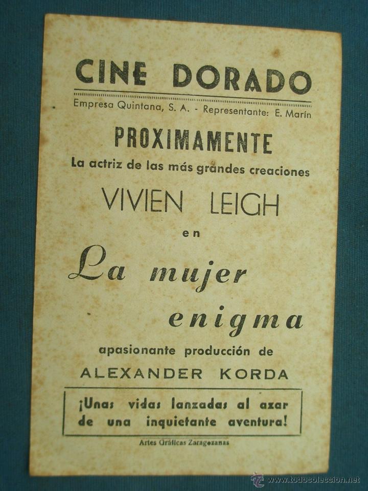 Cine: PROGRAMA DE MANO . LA MUJER ENIGMA , CON PUBLICIDAD . - Foto 2