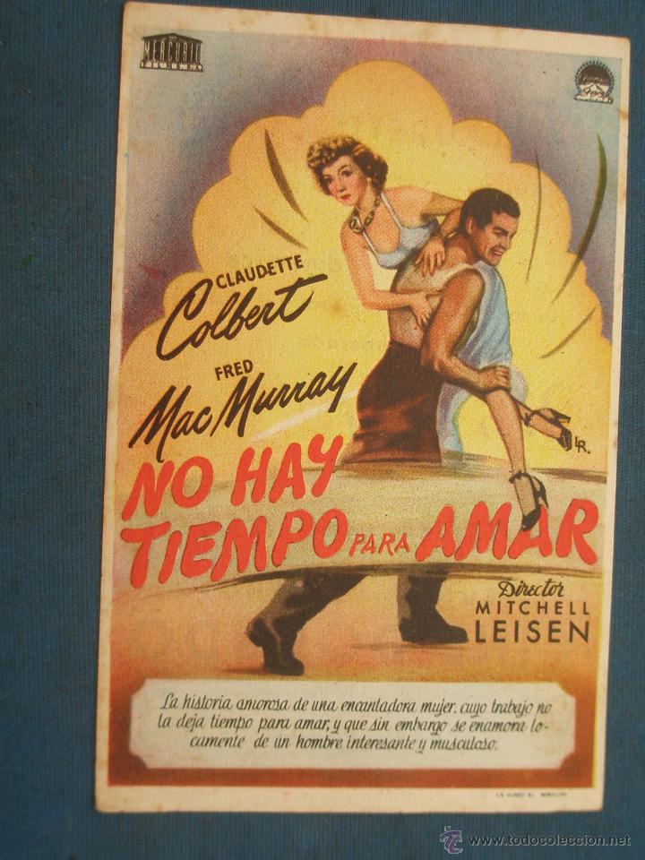 Cine: PROGRAMA DE MANO . NO HAY TIEMPO PARA AMAR , CON PUBLICIDAD . - Foto 1