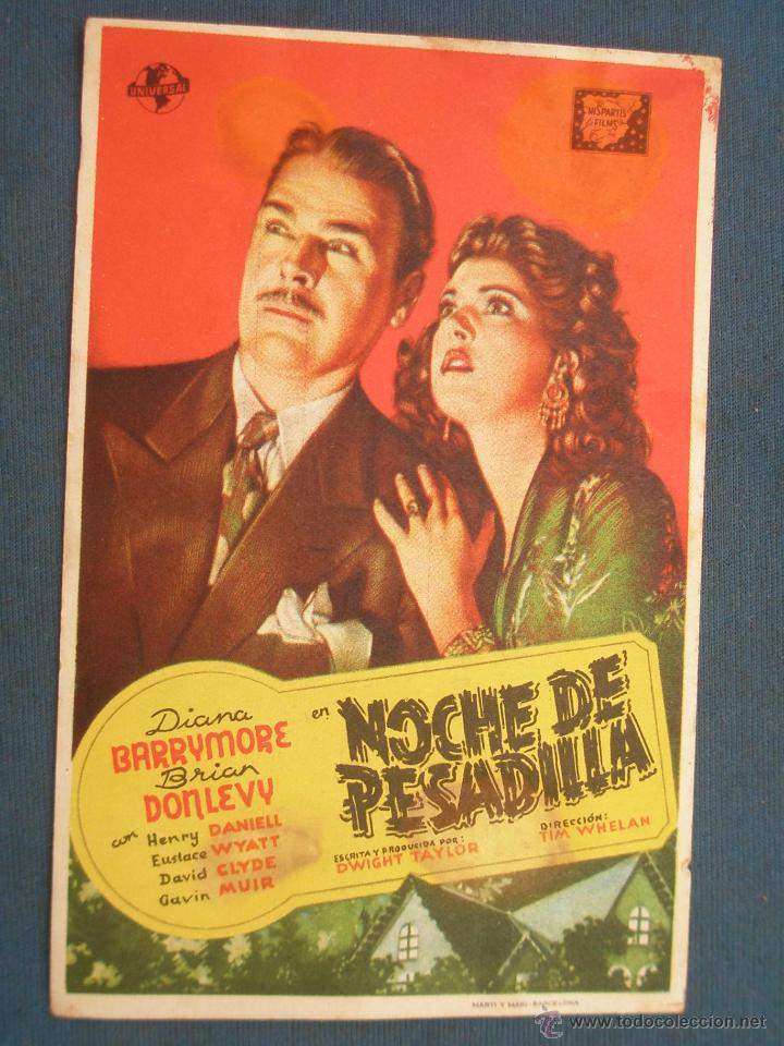 Cine: PROGRAMA DE MANO . NOCHE DE PESADILLA , CON PUBLICIDAD . - Foto 1