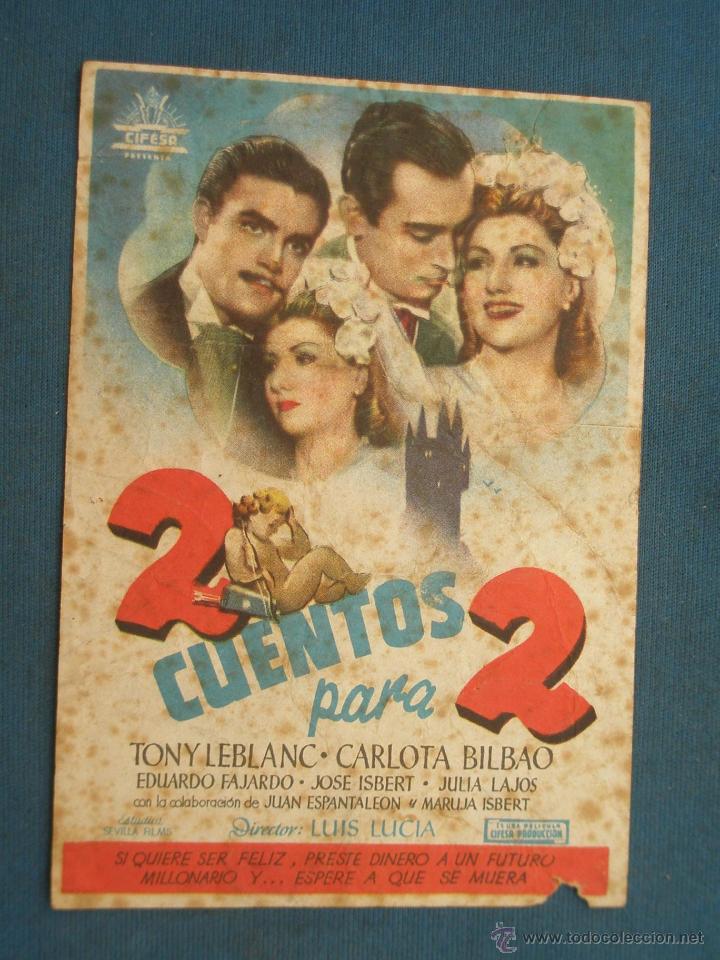 Cine: PROGRAMA DE MANO . 2 CUENTOS PARA 2 , CON PUBLICIDAD . - Foto 1