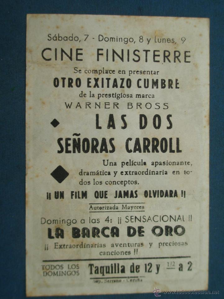 Cine: PROGRAMA DE MANO . LAS DOS SE&Ntilde;ORAS CARROLL , CON PUBLICIDAD . - Foto 2