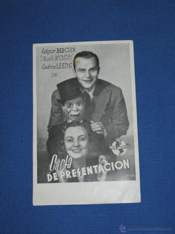 Cine: PROGRAMA SENCILLO - CARTA DE PRESENTACION - EDGAR BERGEN - Foto 1