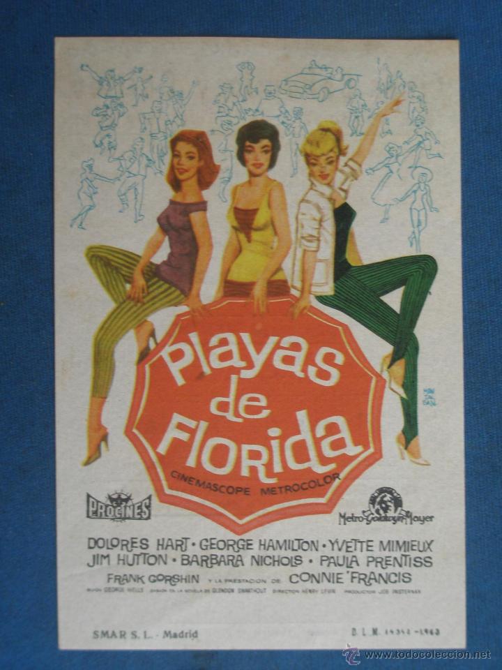 Cine: PROGRAMA DE MANO . PLAYAS DE FLORIDA , CON PUBLICIDAD . - Foto 1