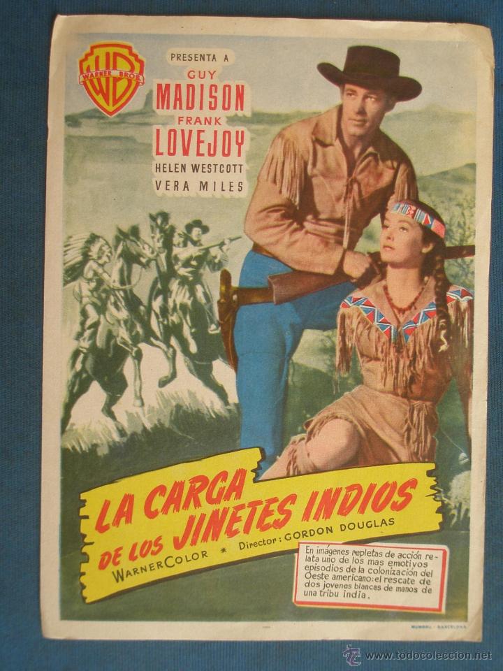 Cine: PROGRAMA DE MANO . LA CARGA DE LOS JINETES INDIOS , SIN PUBLICIDAD . - Foto 1