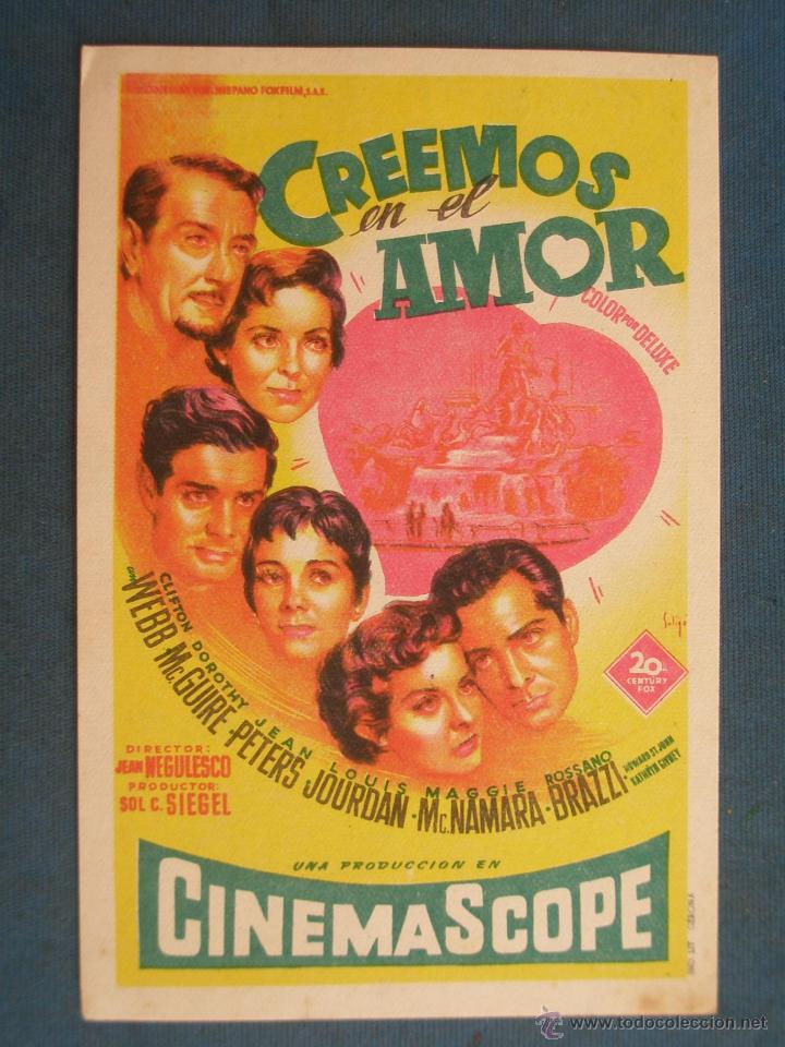 Cine: PROGRAMA DE MANO . CREEMOS EN EL AMOR , SIN PUBLICIDAD . - Foto 1