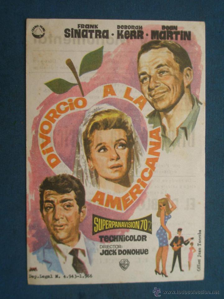 Cine: ANTIGUO PROGRAMA DE CINE , DIVORCIO A LA AMERICANA . CON PUBLICIDAD EN EL DORSO. - Foto 1