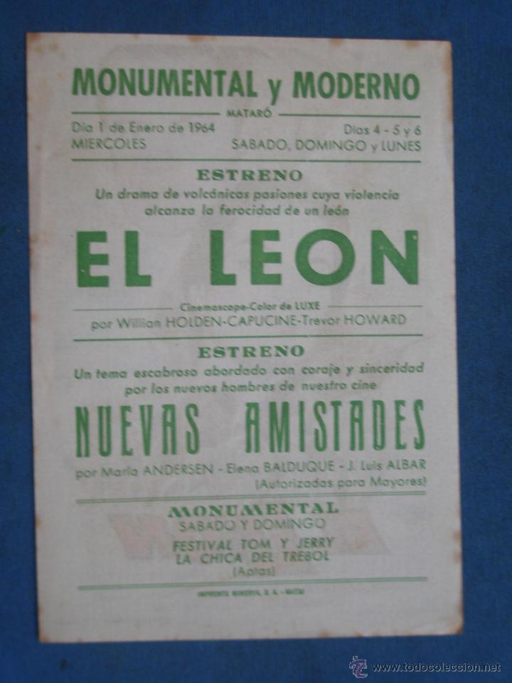 Cine: PROGRAMA DE MANO . EL LEON . CON PUBLICIDAD .( VER FOTO ADICIONAL ). - Foto 2