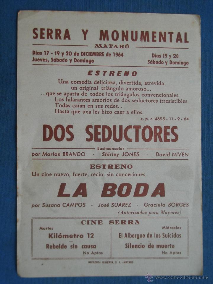 Cine: PROGRAMA DE MANO . DOS SEDUCTORES , CON PUBLICIDAD . - Foto 2