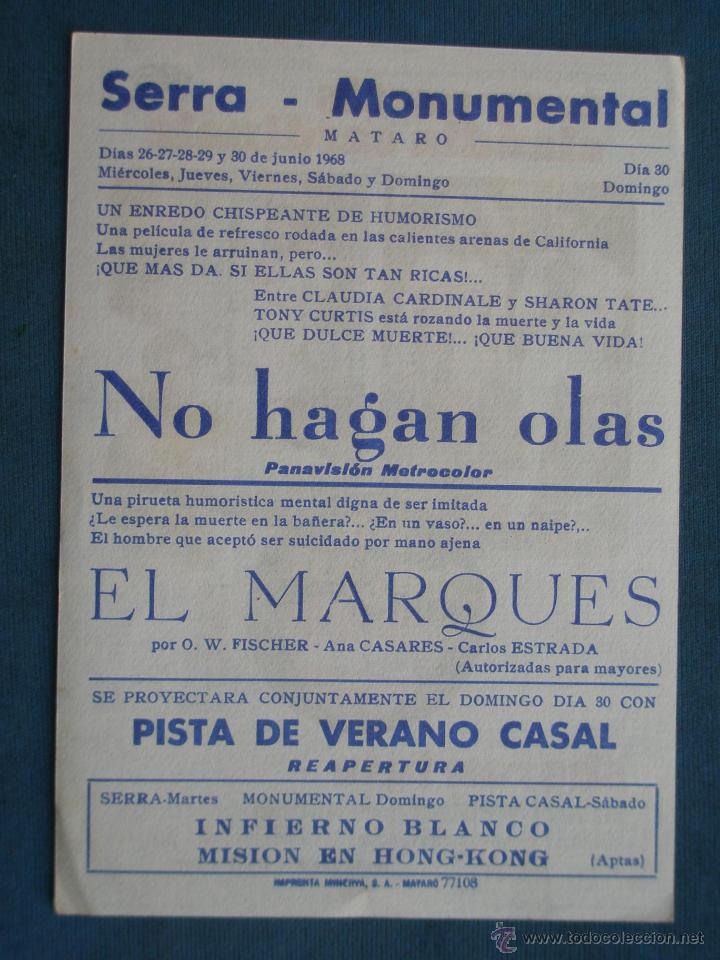 Cine: PROGRAMA DE MANO . NO HAGAN OLAS . SIN PUBLICIDAD . - Foto 2