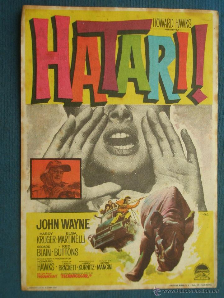 Cine: PROGRAMA DE MANO . HATARI . CON PUBLICIDAD .( VER FOTO ADICIONAL ). - Foto 1