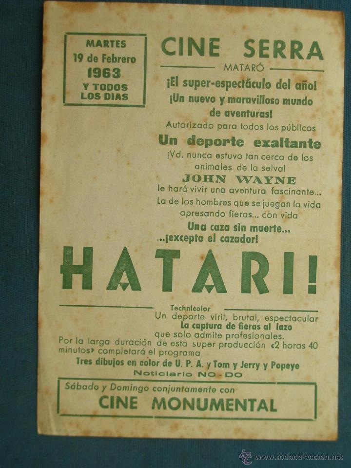 Cine: PROGRAMA DE MANO . HATARI . CON PUBLICIDAD .( VER FOTO ADICIONAL ). - Foto 2