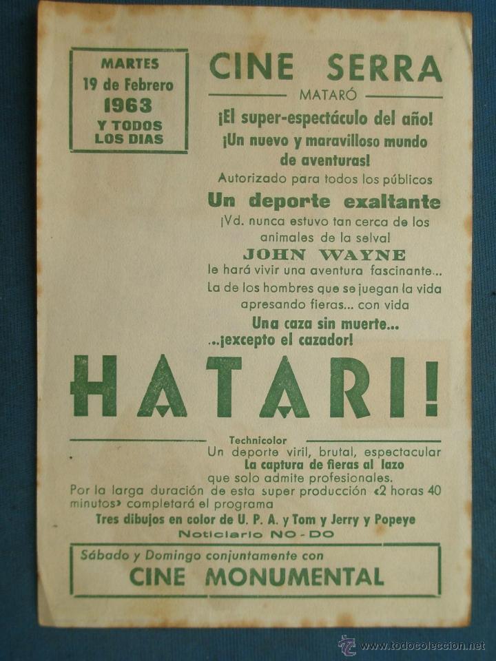 Cine: PROGRAMA DE MANO . HATARI . CON PUBLICIDAD .( VER FOTO ADICIONAL ). - Foto 2