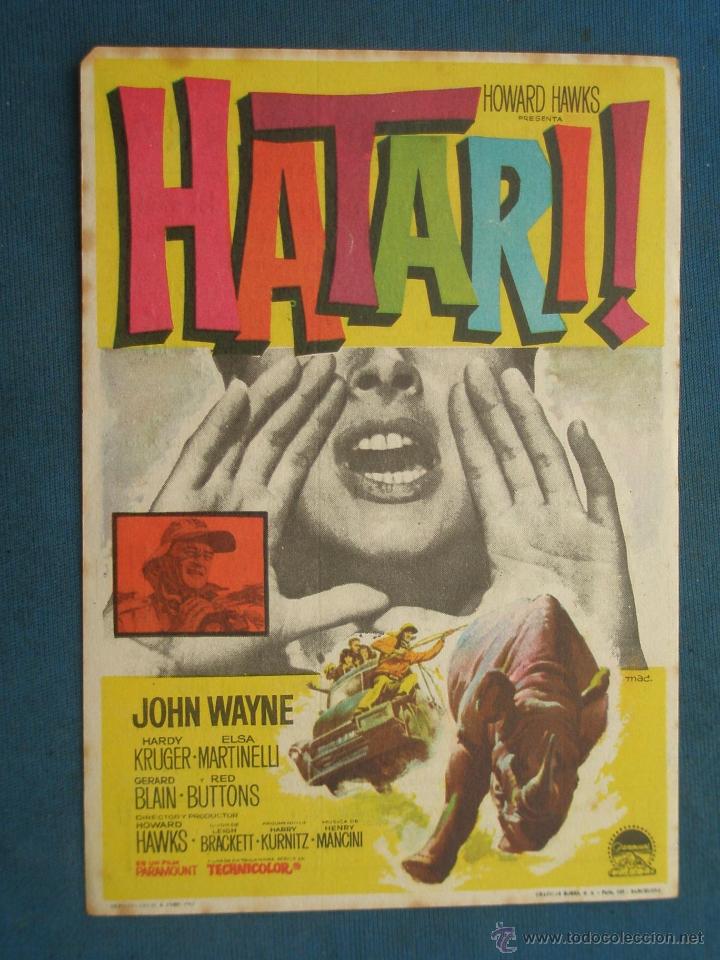 Cine: PROGRAMA DE MANO . HATARI . CON PUBLICIDAD .( VER FOTO ADICIONAL ). - Foto 1
