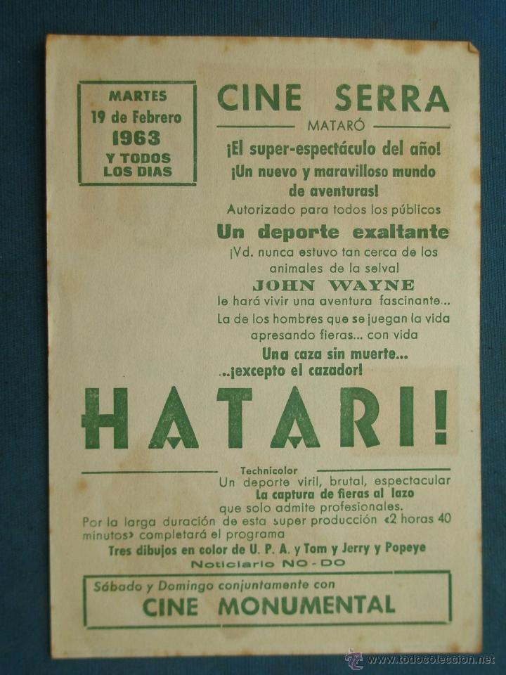 Cine: PROGRAMA DE MANO . HATARI . CON PUBLICIDAD .( VER FOTO ADICIONAL ). - Foto 2
