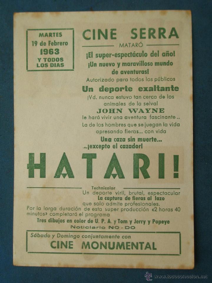 Cine: PROGRAMA DE MANO . HATARI . CON PUBLICIDAD .( VER FOTO ADICIONAL ). - Foto 2