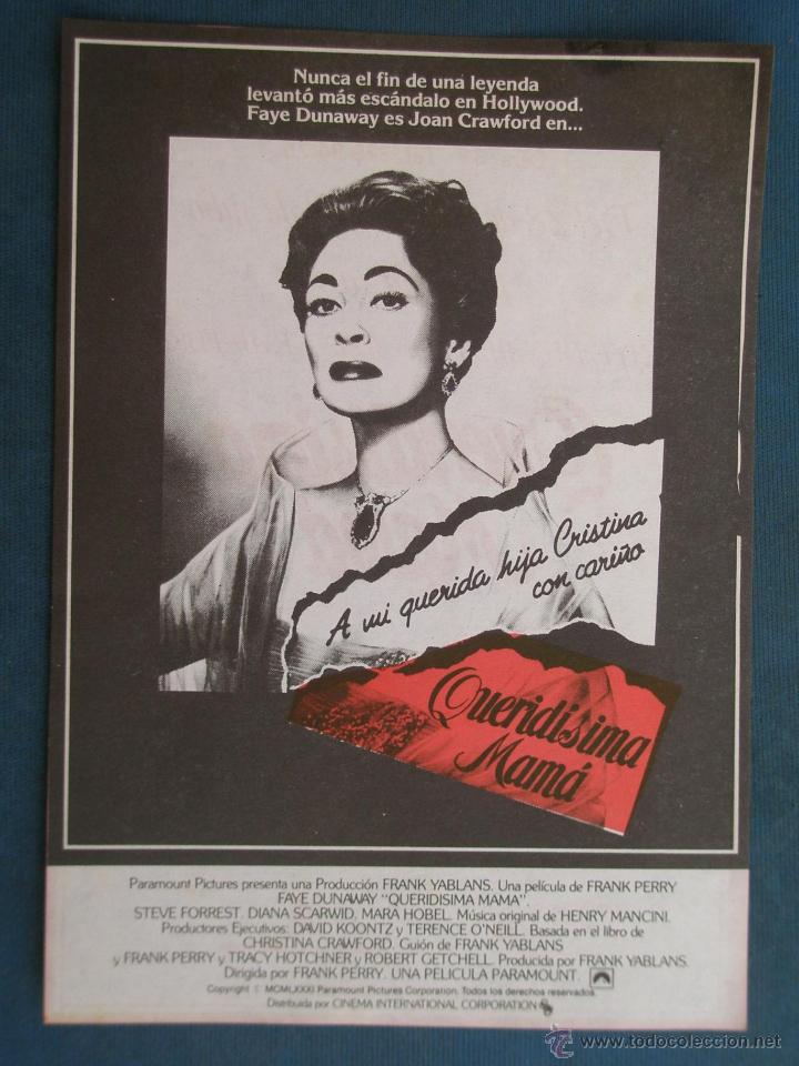Cine: PROGRAMA DE MANO . QUERIDISIMA MAMA . CON PUBLICIDAD .( VER FOTO ADICIONAL ). - Foto 1