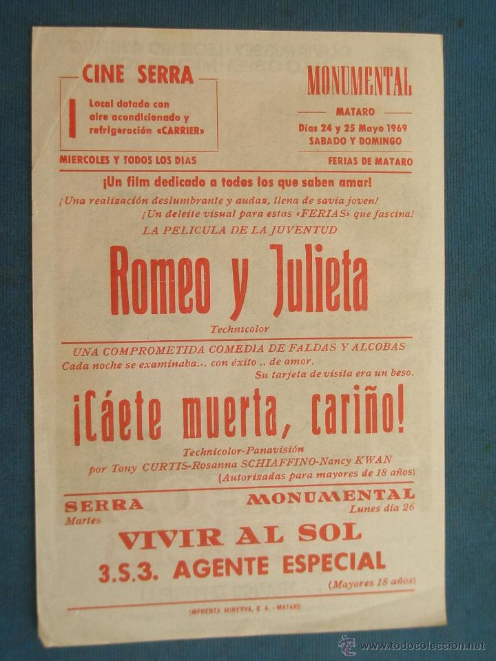 Cine: PROGRAMA DE MANO . ROMEO Y JULIETA , SIN PUBLICIDAD . - Foto 2