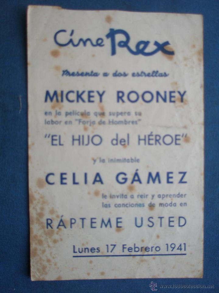 Cine: ANTIGUO PROGRAMA DE CINE , EL HIJO DEL HEROE . CON PUBLICIDAD EN EL DORSO. - Foto 2