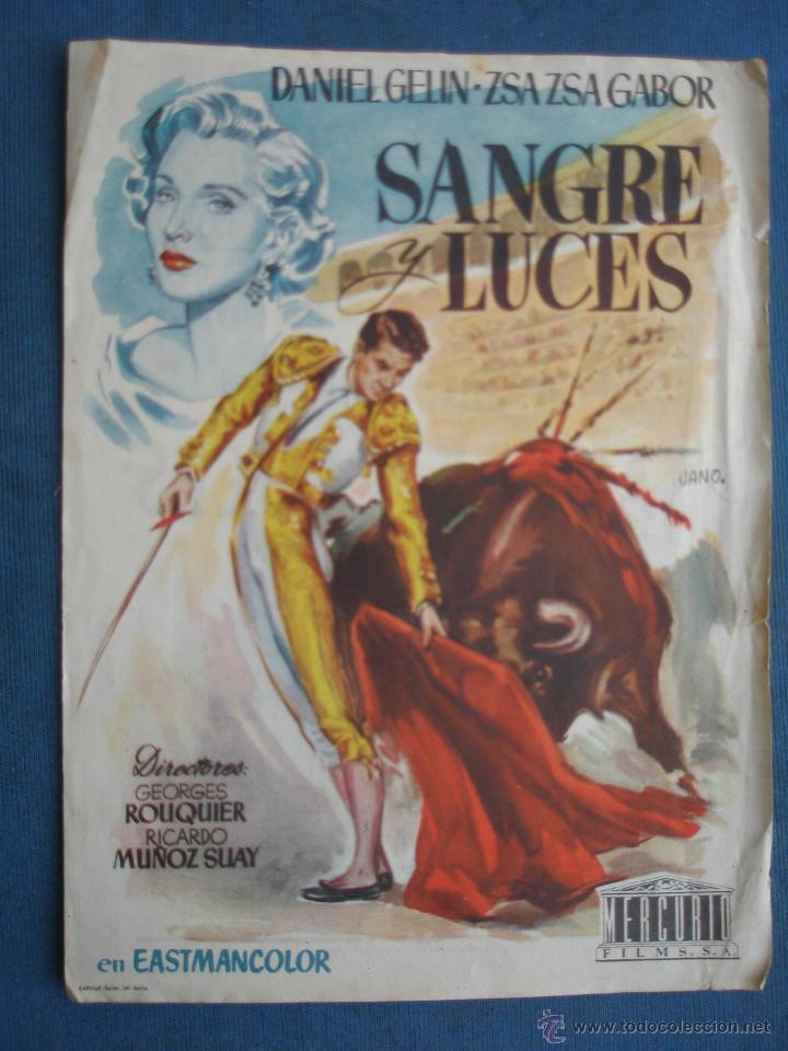 Cine: ANTIGUO PROGRAMA DE CINE , SANGRE Y LUCES . CON PUBLICIDAD EN EL DORSO. - Foto 1