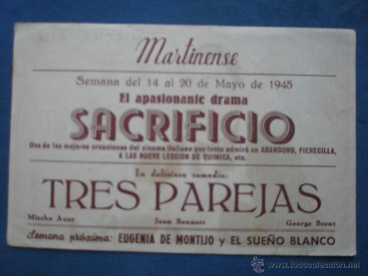Cine: ANTIGUO PROGRAMA DE CINE , 3 PAREJAS . CON PUBLICIDAD EN EL DORSO. - Foto 2