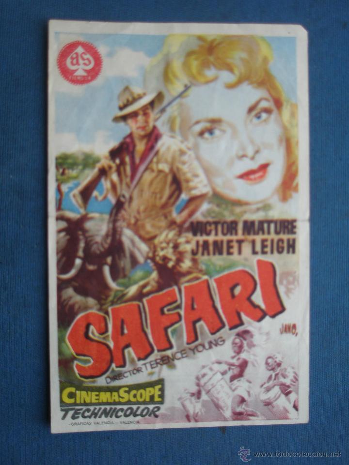Cine: ANTIGUO PROGRAMA DE CINE , SAFARI . CON PUBLICIDAD EN EL DORSO. - Foto 1