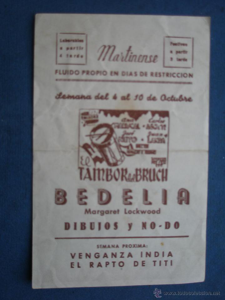 Cine: ANTIGUO PROGRAMA DE CINE , EL TAMBOR DEL BRUCH . CON PUBLICIDAD EN EL DORSO. - Foto 2