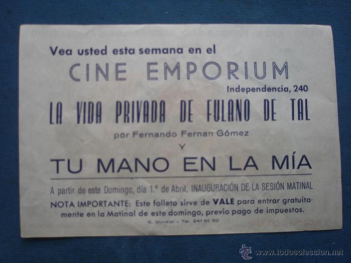 Cine: PROGRAMA DE MANO . TU MANO EN LA M&Iacute;A , SIN PUBLICIDAD . - Foto 2