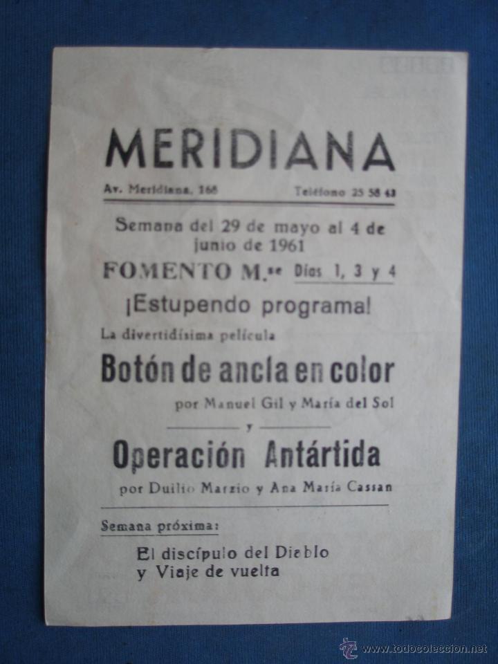 Cine: ANTIGUO PROGRAMA DE CINE , BOTON DE ANCLA EN COLOR . CON PUBLICIDAD EN EL DORSO. - Foto 2