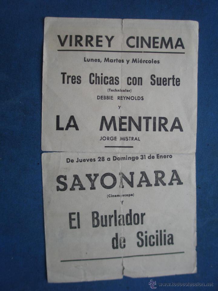 Cine: ANTIGUO PROGRAMA DE CINE , SAYONARA . CON PUBLICIDAD EN EL DORSO. - Foto 2
