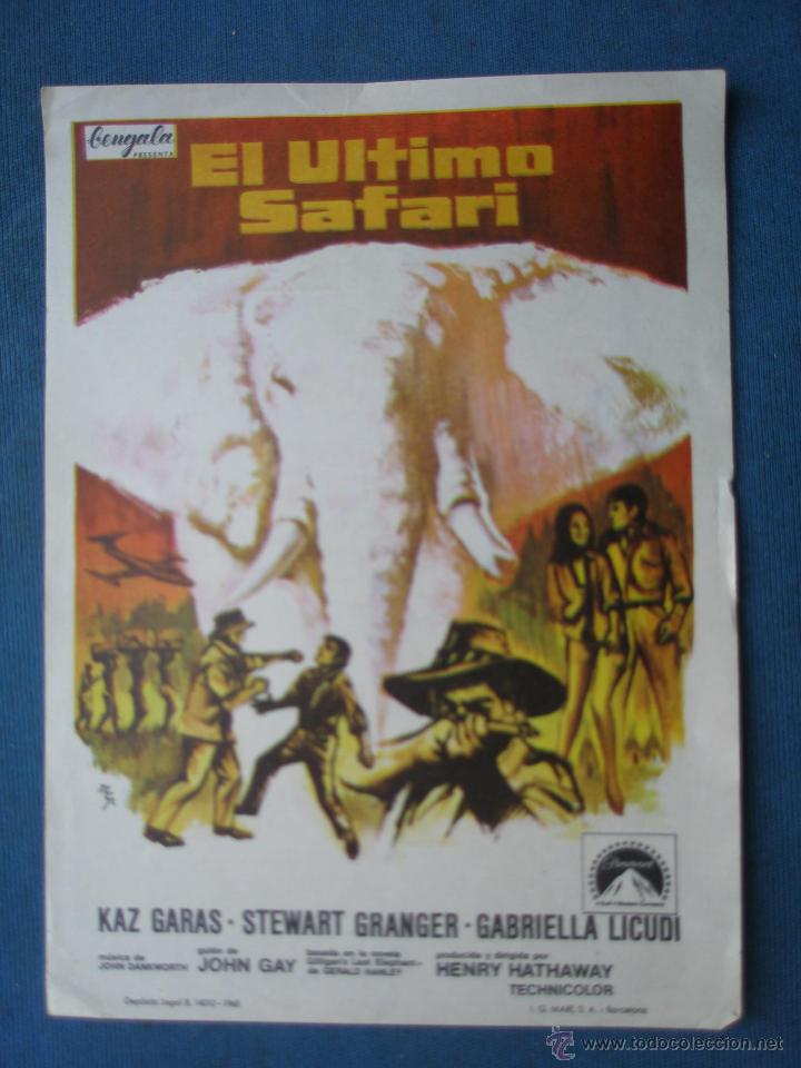 Cine: PROGRAMA DE MANO . EL &Uacute;LTIMO SAFARI . SIN PUBLICIDAD . - Foto 1