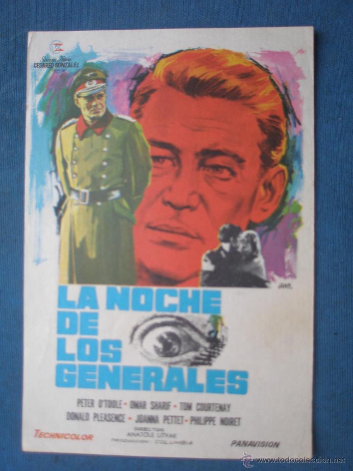 Cine: PROGRAMA DE MANO . LA NOCHE DE LOS GENERALES . SIN PUBLICIDAD . - Foto 1
