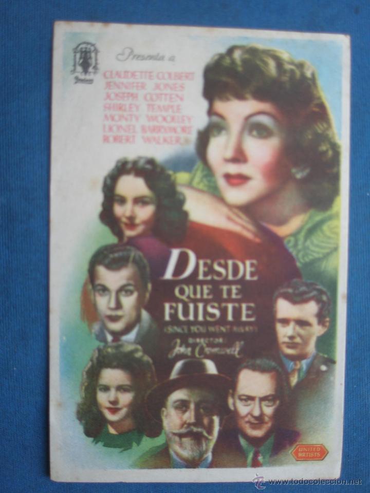 Cine: PROGRAMA DE MANO . DESDE QUE TE FUISTE . SIN PUBLICIDAD . - Foto 1