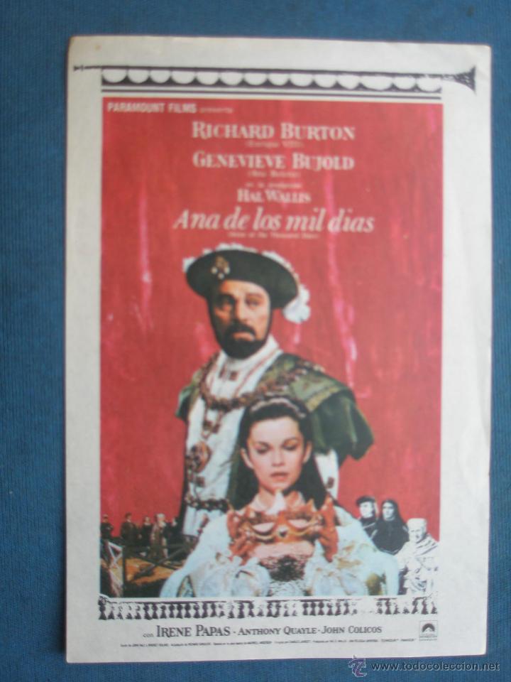 Cine: PROGRAMA DE MANO . ANA DE LOS MIL DIAS . SIN PUBLICIDAD . - Foto 1