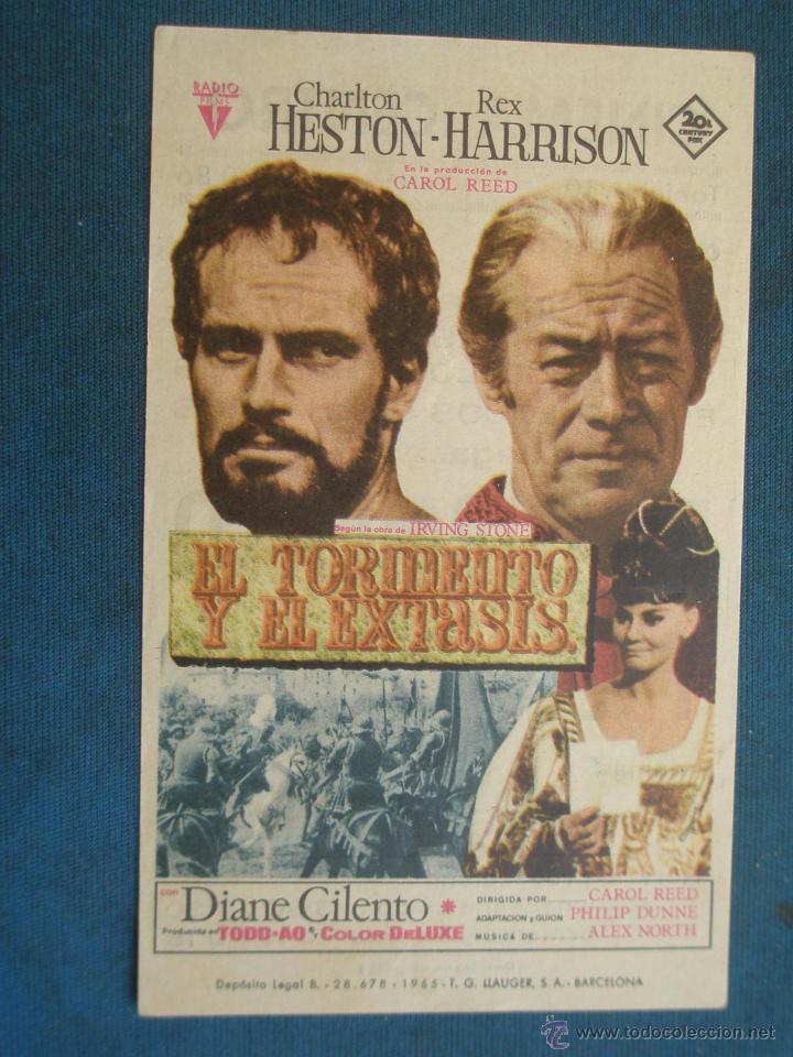 Cine: PROGRAMA DE MANO . EL TORMENTO Y EL EXTASIS , CON PUBLICIDAD . - Foto 1