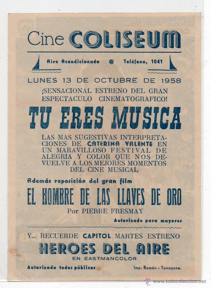 Cine: TU ERES MUSICA .- CINE COLISEUM DE TARRAGONA - Foto 2