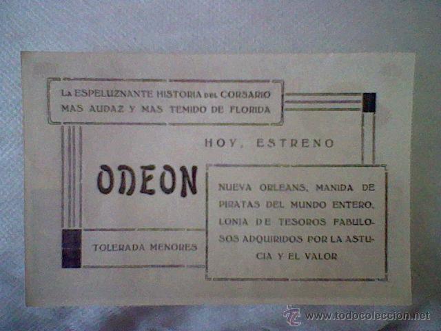 Cine: folleto mano ORIGINAL programa CORSARIOS  DE FLORIDA CINE ODEON - Foto 2
