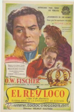 Folhetos de m&atilde;o de filmes antigos de cinema: El Rey Loco. Sencillo de Iris Films. Palacio del Cine.