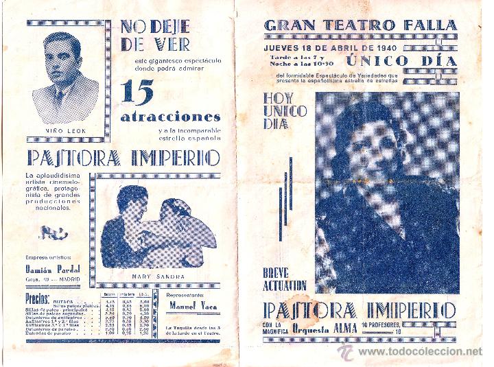 Cine: ESPECT&Aacute;CULO PASTORA IMPERIO 1940 - Foto 1