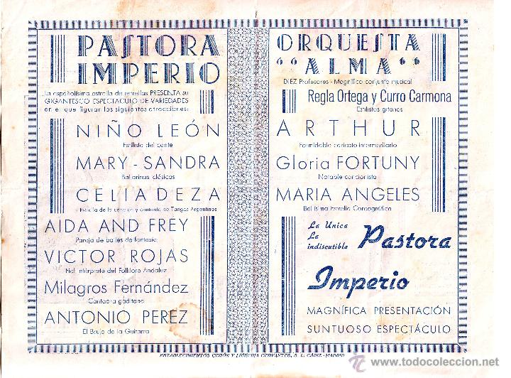 Cine: ESPECT&Aacute;CULO PASTORA IMPERIO 1940 - Foto 2